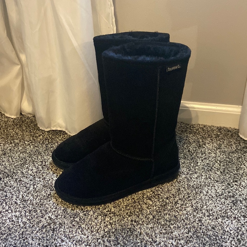 black tall bear paw boots